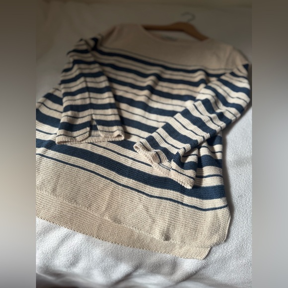 M.M. LaFleur The Samara Sweater - navy/cream Knit Linen size L - Picture 3 of 15
